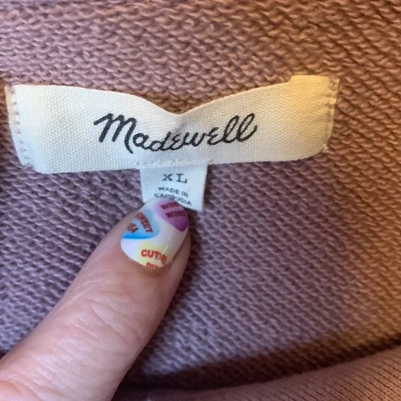 🚫SOLD🚫Madewell Dusty Plum Sweatshirt with Over-sized Peter Pan Collar Size XL - Picture 3 of 6